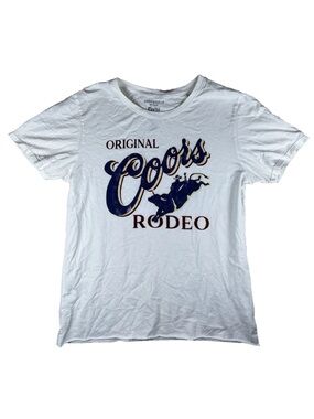 Original Coors Rodeo XL Bull Rolled Hem Crispy White Tshirt Oddpeople Beer
